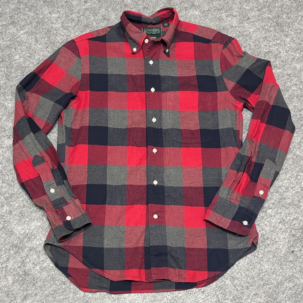 Gitman Bros. Plaid Flannel Red Gray Navy Button-Down Shirt